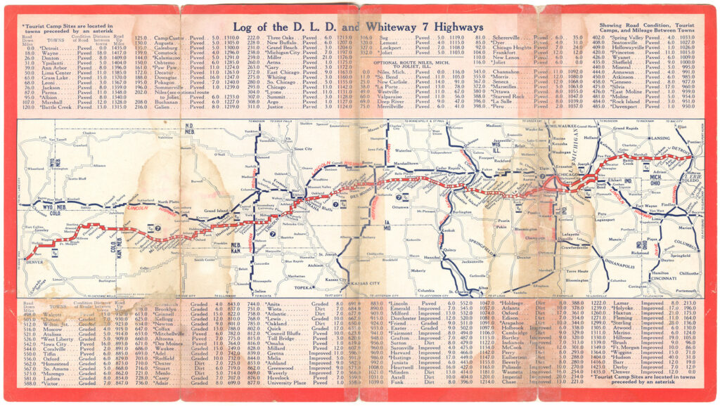 Detroit-Lincoln-Denver Highway Map